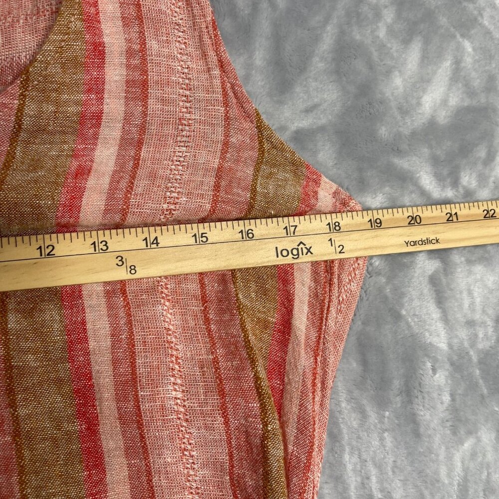 Anthropologie Drew Morgan Linen Tie Dress Womens M‎ Pink Multi Faux Sarong - Picture 6 of 9